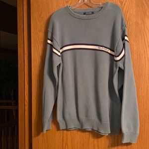 Men’s Tommy Hilfiger blue sweater w/ navy stripe